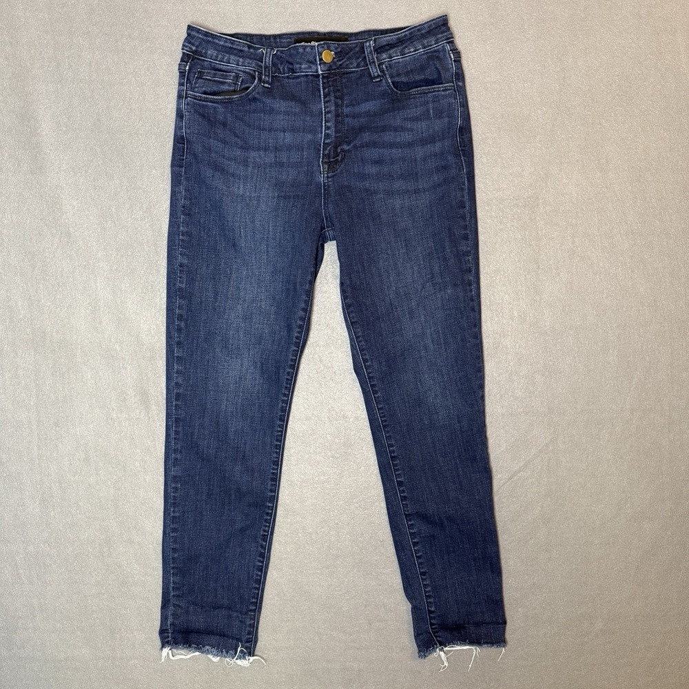 Indigo Six Dark Wash Raw Hem Ankle Skinny Denim Blue Jeans Women's Size 10P